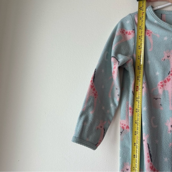 Floral and giraffe toddler girl fleece Onesie zip up pajamas size 3T colourful - Picture 7 of 13